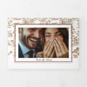 Cartão Com Dobra Tripla Bolo de Cobre, Casamento Triplo