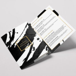 Cartão Com Dobra Tripla Brochura de pincéis de tinta preta abstrato