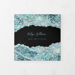 Cartão Com Dobra Tripla Brochura de três vezes com brilho de lacrimejo