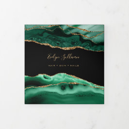 Cartão Com Dobra Tripla Brochura de três vezes do Agate verde-esmeralda