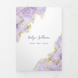 Cartão Com Dobra Tripla brochura design de lavanda de triplicação roxa de