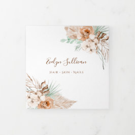 Cartão Com Dobra Tripla brochura tripartida de bege e menta tropical