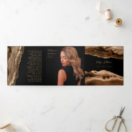 Cartão Com Dobra Tripla Brochura Triplicada de Agato Castanho