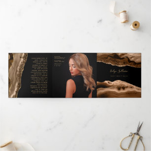 Cartão Com Dobra Tripla Brochura Triplicada de Agato Castanho