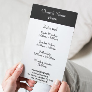 Cartão Com Dobra Tripla Brochuras de Conexão da Igreja Branca Negra Modern