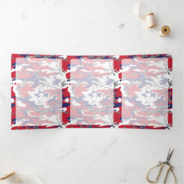 Cartão Com Dobra Tripla Camuflagem, Azul Branco Vermelho Cinza, Militar, E