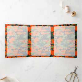 Cartão Com Dobra Tripla Camuflagem Laranja e Verde, Militar, Exército