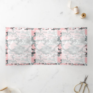 Cartão Com Dobra Tripla Camuflagem rosa e Cinza, Militar, Exército