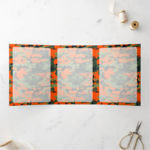 Cartão Com Dobra Tripla Camuflagem Verde e Laranja, Camuflagem, Militar, E