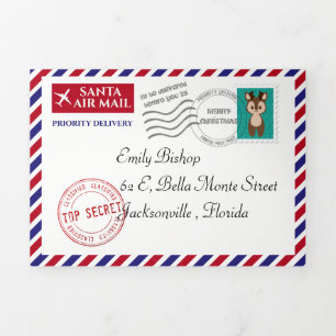 Cartão Com Dobra Tripla Carta de Natal personalizada do Papai Noel