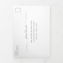 Cartão Com Dobra Tripla Casamento De Canoa Azul Do Lago Watercolor Tudo Em