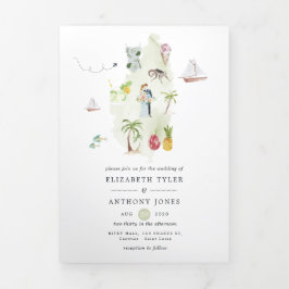 Cartão Com Dobra Tripla Casamento de Destino de santo Lúcia