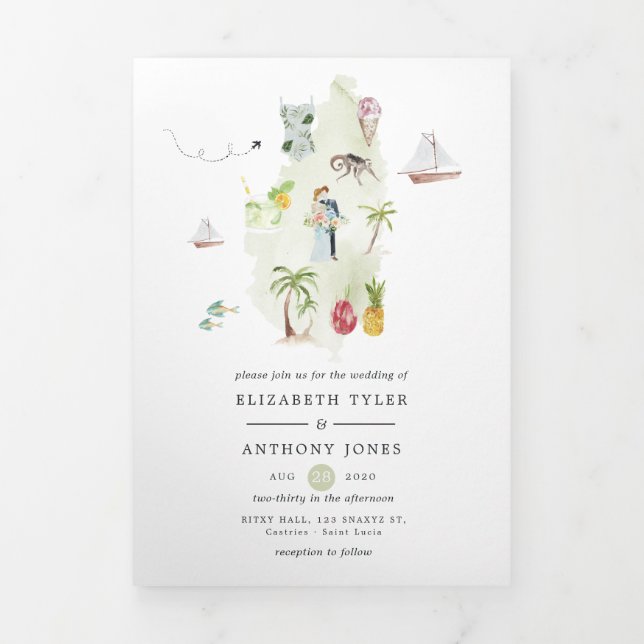 Cartão Com Dobra Tripla Casamento de Destino de santo Lúcia (Cobrir)