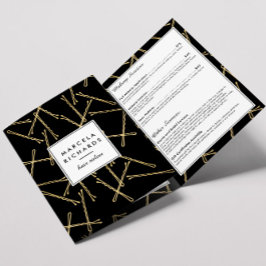 Cartão Com Dobra Tripla Chic Dourado Bobby Pins Hair Salon Black Brochura
