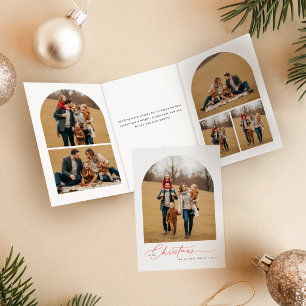 Cartão Com Dobra Tripla Colagem de Fotos de Família de Inverno com Letra V