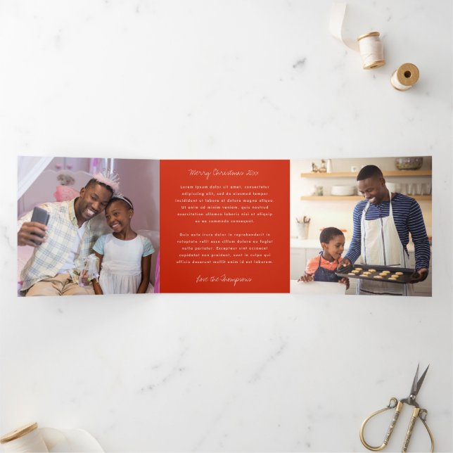 Cartão Com Dobra Tripla Collage Holiday Photo (Dentro)