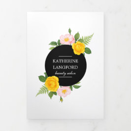 Cartão Com Dobra Tripla Conjunto de negócios Salão de beleza Floral mínimo