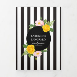 Cartão Com Dobra Tripla Conjunto de negócios Salão de beleza Floral mínimo