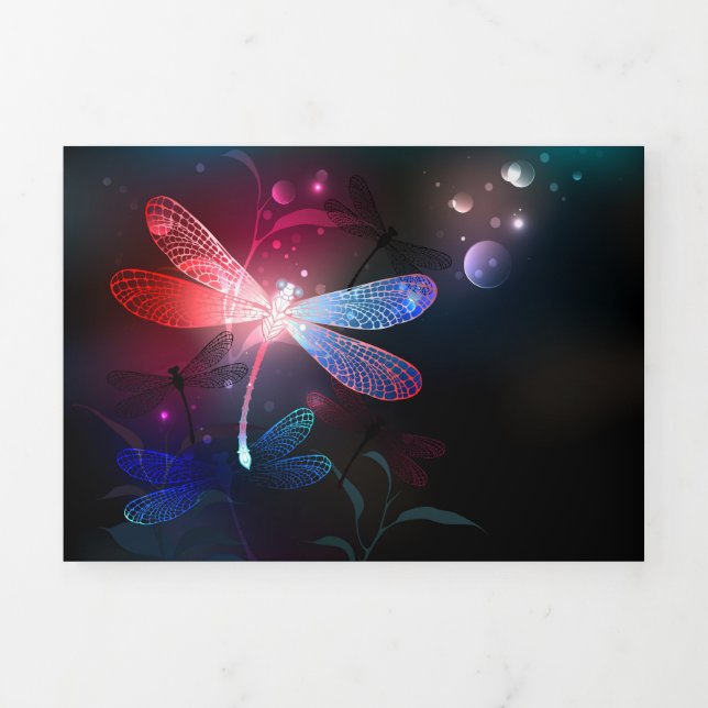 Cartão Com Dobra Tripla Dragonfly vermelha (Cobrir)