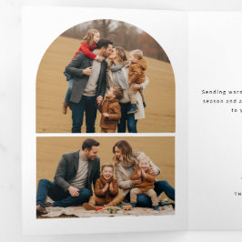 Cartão Com Dobra Tripla Elegant Arched Layout Family Photo Christmas