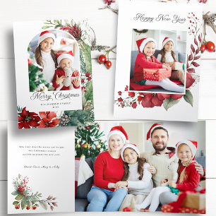Cartão Com Dobra Tripla Elegante Foto de Arco Botânico Feliz Natal