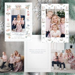 Cartão Com Dobra Tripla Elementos de Natal em Aquarela Caprichosos Foto