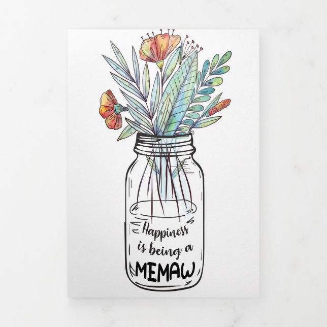 Cartão Com Dobra Tripla Esposa Arte Felicidade É Ser Uma Memaw (Cobrir)