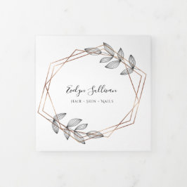 Cartão Com Dobra Tripla Folhagem Geométrica com Três Folhas