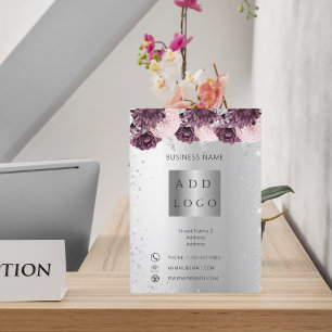 Cartão Com Dobra Tripla Folheto comercial do Silver Burgundy