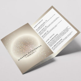 Cartão Com Dobra Tripla Folheto de Beleza Dourada Celestial Confetti