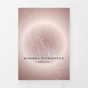 Cartão Com Dobra Tripla Folheto de Beleza Rosa Celestial Confetti