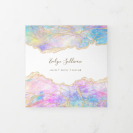 Cartão Com Dobra Tripla Folheto de Design de Opal Azul com Triplo