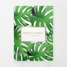 Folheto de Folhas Tropicais de Monstera em Aquarel