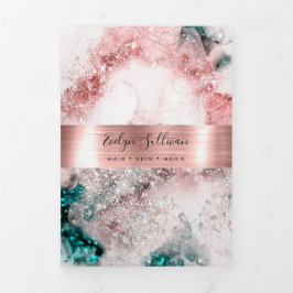 Cartão Com Dobra Tripla Folheto de Rosa de Folha de Ouro com Coloração de