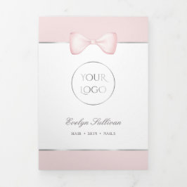 Cartão Com Dobra Tripla Folheto do Arco Rosa Coquette com triplo