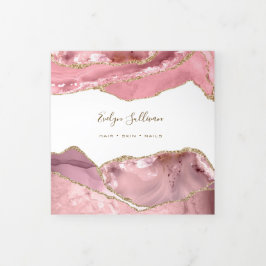 Cartão Com Dobra Tripla Folheto do Triplo Agato de Blush Rosa