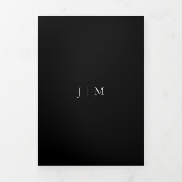 Cartão Com Dobra Tripla Formal Black Modern Wedding