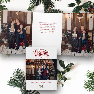 Cartão Com Dobra Tripla Foto de tipografia caligráfica de Feliz Natal Verm