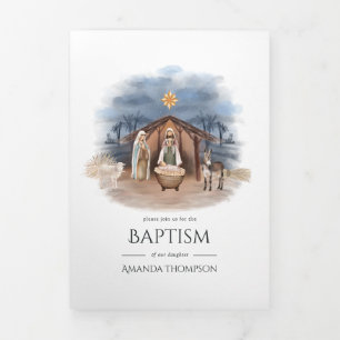 Cartão Com Dobra Tripla Fotos religiosas do Natal Nascimento Jesus