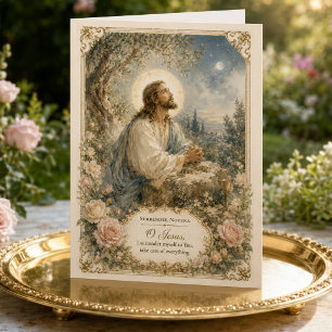 Cartão Com Dobra Tripla Jesus no Getsêmani Oração de Surrender Católica Sa