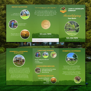 Cartão Com Dobra Tripla Lawn Care and Landscaping Maintenance Company