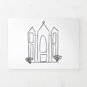 Cartão Com Dobra Tripla LDS Salt Lake City Temple simples mormon moderno