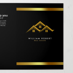 Cartão Com Dobra Tripla Logotipo da Casa do Ouro Imobiliário Imobilizado