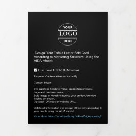 Cartão Com Dobra Tripla Logotipo de empresa e texto moderno com triplo fol