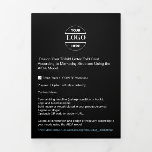 Cartão Com Dobra Tripla Logotipo de empresa e texto moderno com triplo fol
