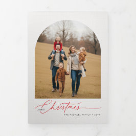 Cartão Com Dobra Tripla Merry Christmas Arch Multi Photo Gallery Family