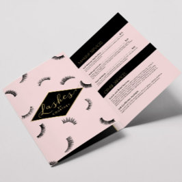 Cartão Com Dobra Tripla Muitos padrões Lash Salon Pink Brochura