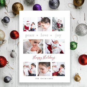 Cartão Com Dobra Tripla Multi-Foto de Joy Peace de Amor Moderno