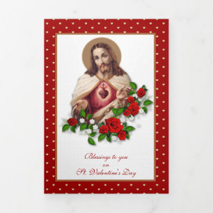 Cartão Com Dobra Tripla Namorados religioso de Jesus Virgem Maria Vintage