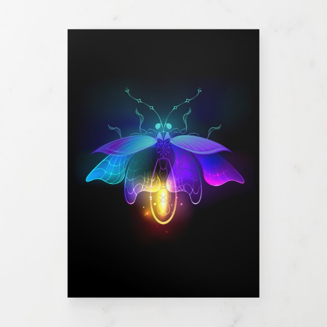 Cartão Com Dobra Tripla Neon Firefly a preto (Cobrir)